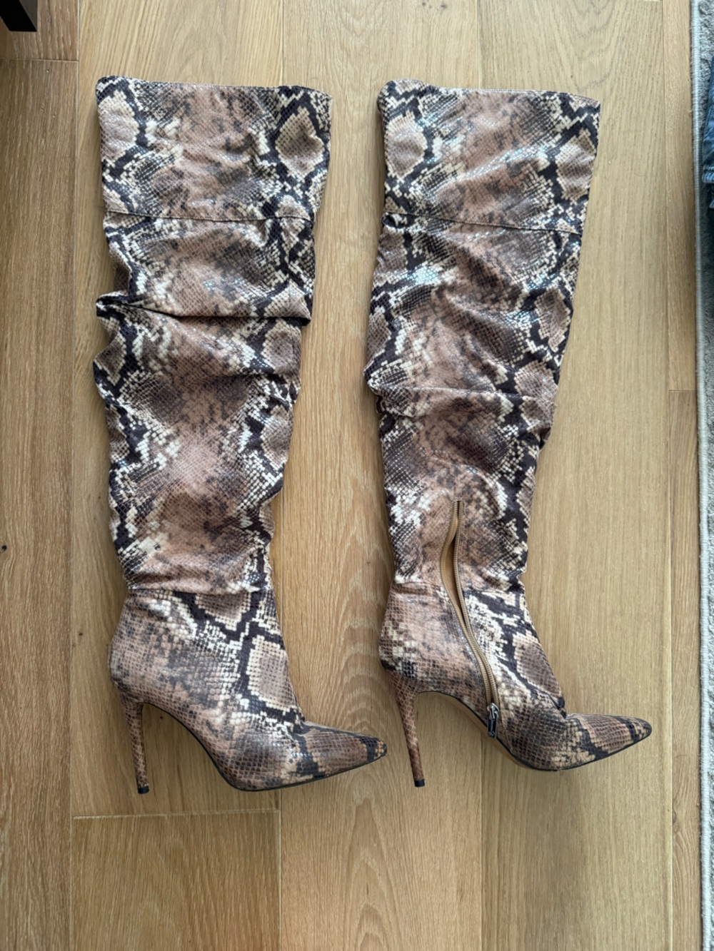 Jessica Simpson - Snake Print Over-the-Knee Boots - Brown